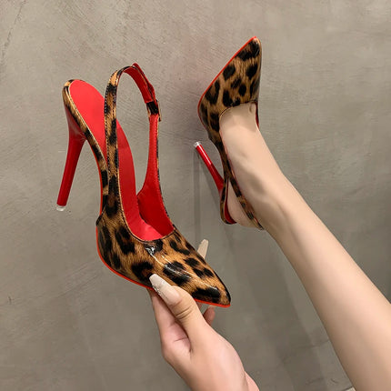 2025 Years Spring and Autumn Pointed Toe Back Empty Sandals Light Mouth Women's Stiletto Patent Leather Single Shoes
