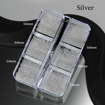 12Grid Gold/Silver Mini Caviar Beads Nail Art Decorations Metal Micro Balls Nail Charm with Magnetic Pen 3D Mini Caviar Nail Gem