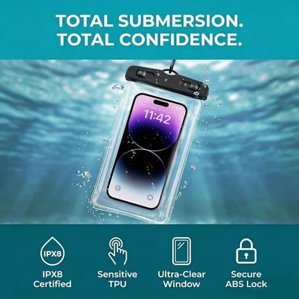 Waterproof Phone Pouch,Floatable Waterproof Phone Pouch with Touchscreen,Universal IPX8 Waterproof Cell Phone Case,Underwater Photography,for Swimming,Rafting,Diving,for All Models