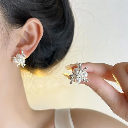 PANJBJ 925 Sterling Silver Bow Knot Earring for Women Texture Tassels Sweet Romantic Korean Jewelry Gift Dropshipping