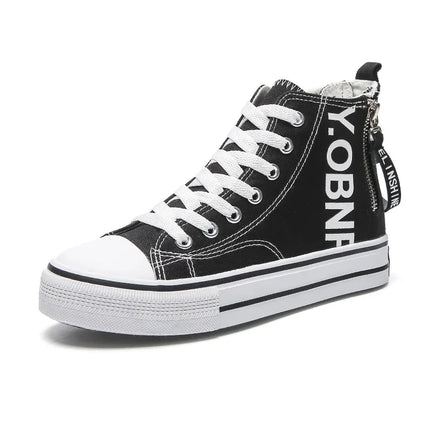 New Women Canvas High Top Shoes Slip On White Sneakers Side Zipper Casual Comfortable designer shoe zapatos de mujer shoes