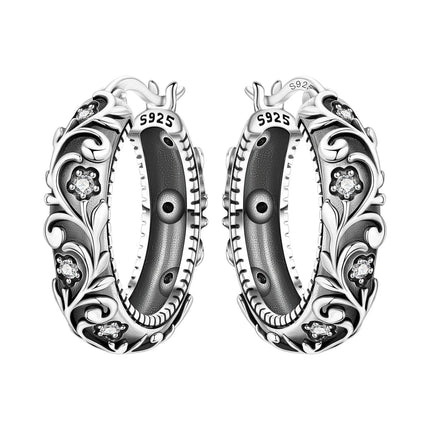 Orstarry Original 925 Sterling Silver Blue Iris Flower Earrings Women Hoop Earring Anniversary Jewelry Trendy Gifts