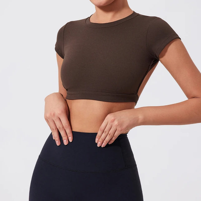 Hearuisavy Summer Sports Shirts Workout Tops Fitness Activewear Quick-Dry Yoga Clothes Sport Crop Tops - product image 2