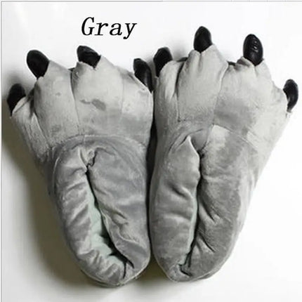 Winter Warm Soft Indoor Floor Slippers Women Men Shoes Paw Funny Animal Christmas Monster Dinosaur Claw Plush Home Random Lining