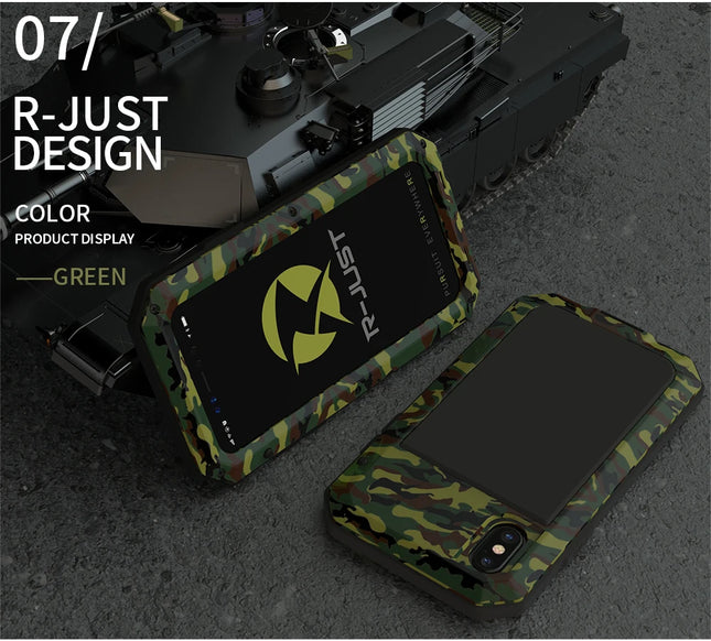 Heavy Duty Metall Aluminium Handyhülle für iPhone 14 13 12 11 Pro Max XR XS 6 6S 7 8 Plus X SE Doom Armor Stoßfeste Hülle