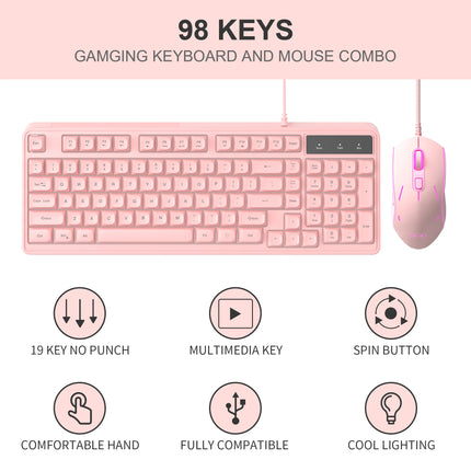 MageGee 98 Key RGB Mechanical Keyboard and Mouse Set Wired Gaming Combo Ergonomic Silent ABS Keycaps for PC Laptop - product