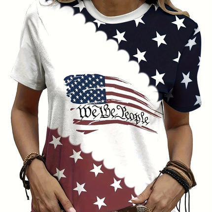 Elevate your casual look with this eye-catching women’s flag print t-shirt. Crafted from high-quality, skin-friendly material, i