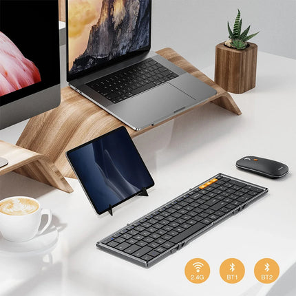 Foldable Keyboard And Mouse Portable Folding Full-size Bluetooth Keyboard Mouse Combo For Business And Travel - product image