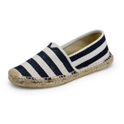 Grass Woven Linen Men's and Women's Handmade Stitching Fishing Shoes with A Casual Flat Bottom Anti Slip Fabric Design Platform