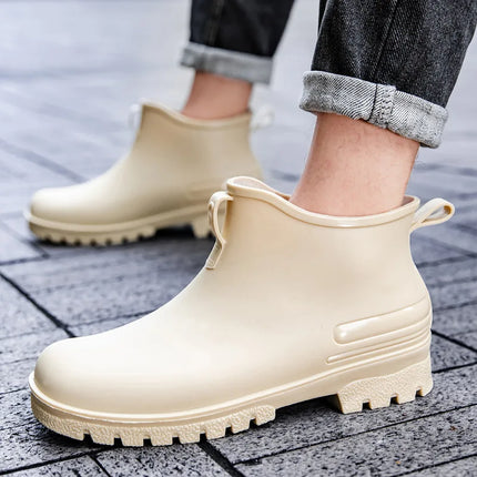 Couple's Short-Tube Non-Slip Plastic Rain Boots, Outdoor Commuting Waterproof Shoes, Pvc One-Piece Molded Women's Water Boots,