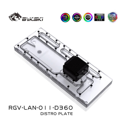 Bykski Acrylic Distro Plate / Board for LIAN LI O11 Dynamic Case / Fit Dual 360MM Radiator / Combo DDC Pump / RGV-LAN-O11-D360