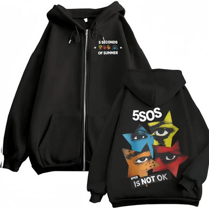 2026 5 Seconds of Summer Everyone's A Star World Tour Zip Up Hoodies Men Women Harajuku Hip Hop Gothic Jacket Sweatshirt Hoodie
