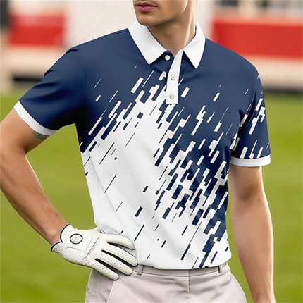 Geometric Graphic Men's Polo Shirts Summer NewOutdoor Casual Sports Polo T-Shirts Button Short Sleeve Street Men Clothing
