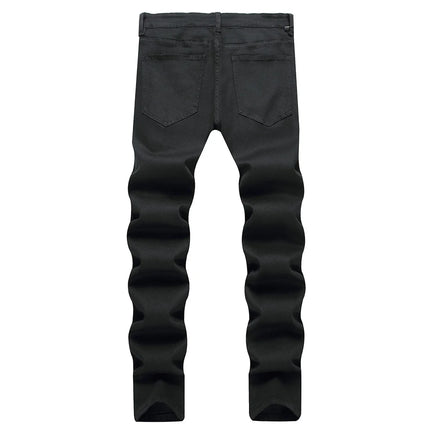 Men Classic Pure Black Jeans All Match Stretch Denim Pants Casual Plus Size Slim Straight Trousers
