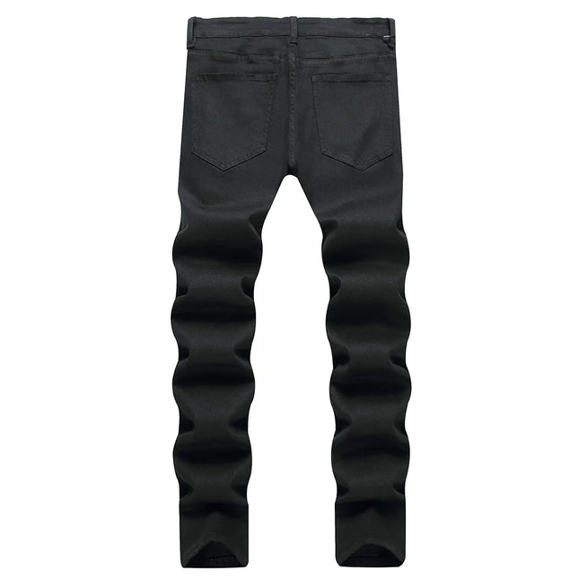 Herren Klassische Rein Schwarze Jeans All Match Stretch Denim Hose Casual Plus Size Slim Straight Hose