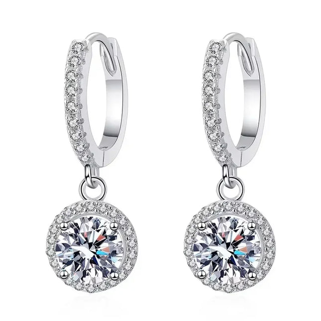 925 Sterling Silver 1 Carat Moissanite Round Earrings for Women Luxury Evening Style - product image 2