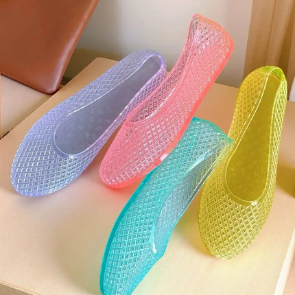 Women's Jelly Shoes Transparent  Sandals Lazy Flat Shoes Breathable Flat Shoes