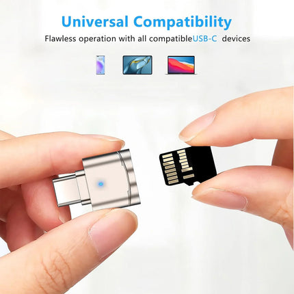 USB-C TF Reader With Zinc Alloy Shell, SD Card Reader with USB-C to USB Adapter, Suitable for Laptop, MacBook - product image