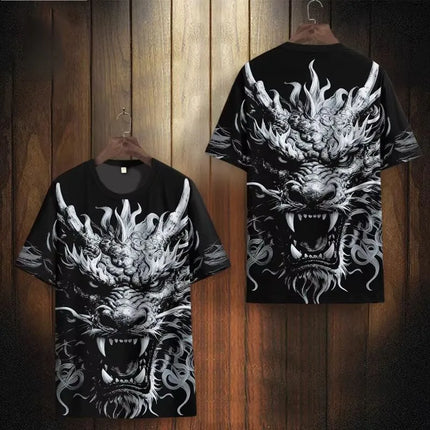New Chinese Style T-Shirts Dragon Totem 3D Print Men Women Tees Short Sleeve Round Neck T Shirt Harajuku Y2K Tops Men's Clothing