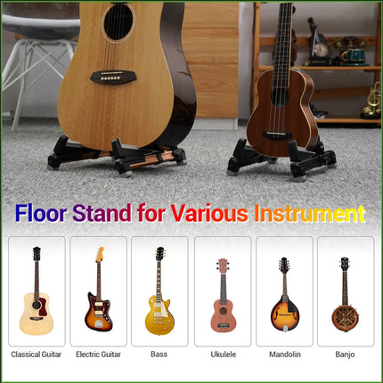 Foldable Aluminum Guitar Stand - Adjustable Floor Stand for All Types of Guitars Bass Ukulele Violin Banjo, Easy to Carry,Sturdy