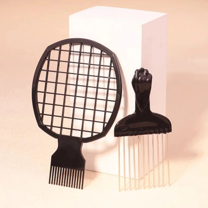 African Curling Comb Set with Steel Needle Comb and African Curling Comb, Salon Styling Tool Special for Real Hair Wigs