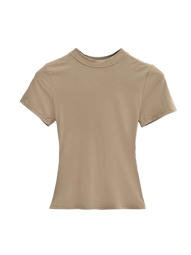 2025 Neue hochwertige lässige T-Shirts Sexy schmale Kurzarm-Mode-Trend einfarbige Damenbekleidung Y2K-Oberteile