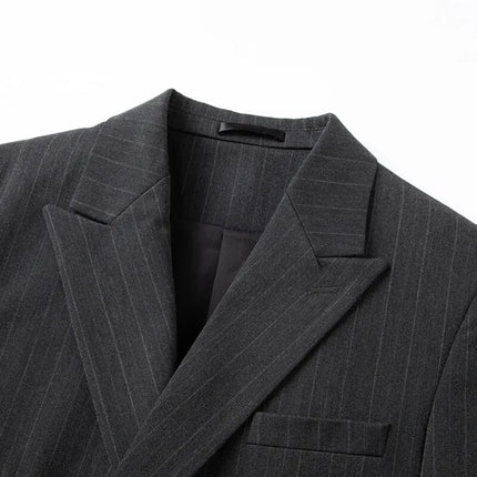 2025 Korean High Quality Double-Breasted British Style Slim Business Suit Two-Piece Set (Suit + Trousers)