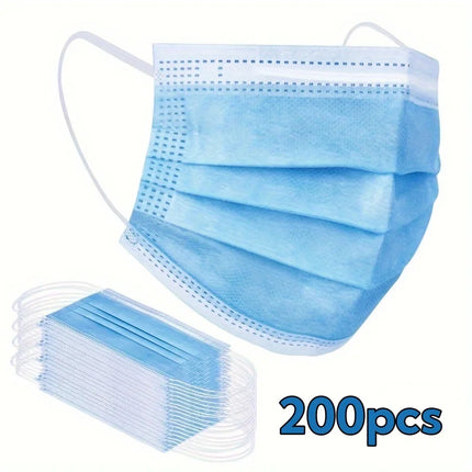 50-200pcs Black Disposable Face Masks 3 Layers Ply Filter Nonwove Anti Dust Breathable Protective Safe Facemask Adult Mouth Mask