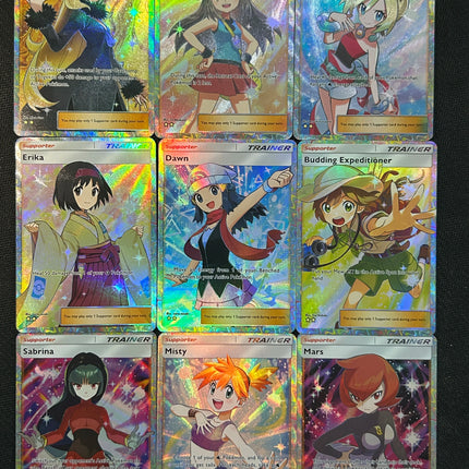 9Pcs/set Pokemon Pocket Diy Trainer Self-Control Collect Signature Trading Flash Card Anime Gift Refraction Color Flash Cartoon