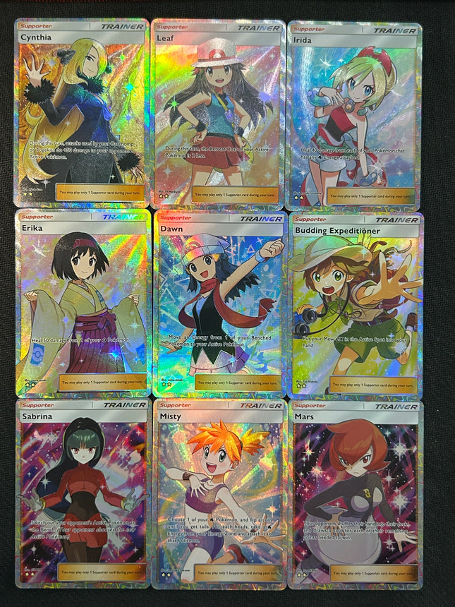 9Pcs/Set Pokémon Pocket DIY Trainer Selbstkontrolle Sammel-Signatur-Sammelkarte Anime-Geschenk Brechungsfarbe Blitz Cartoon