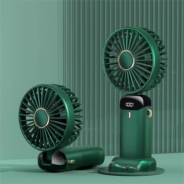 Portable Handheld Personal Rechargeable Fan LED Digital Display 90°Adjustable Rechargeable Fan , 5 Speed Wind Mini Aromatherapy