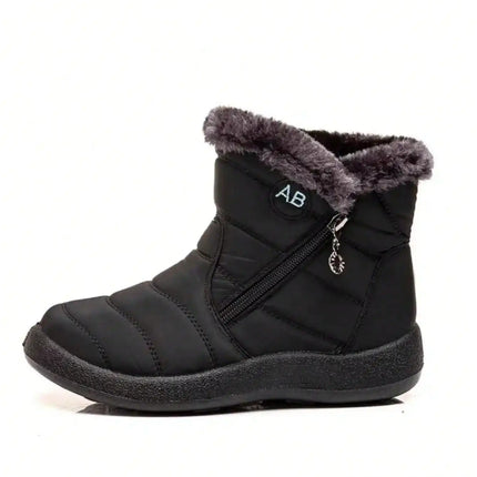 Women's Winter Snow Boots Faux Fur Lined Waterproof Ankle Booties Side Zipper Warm Outdoor Short Boots for Cold Weather