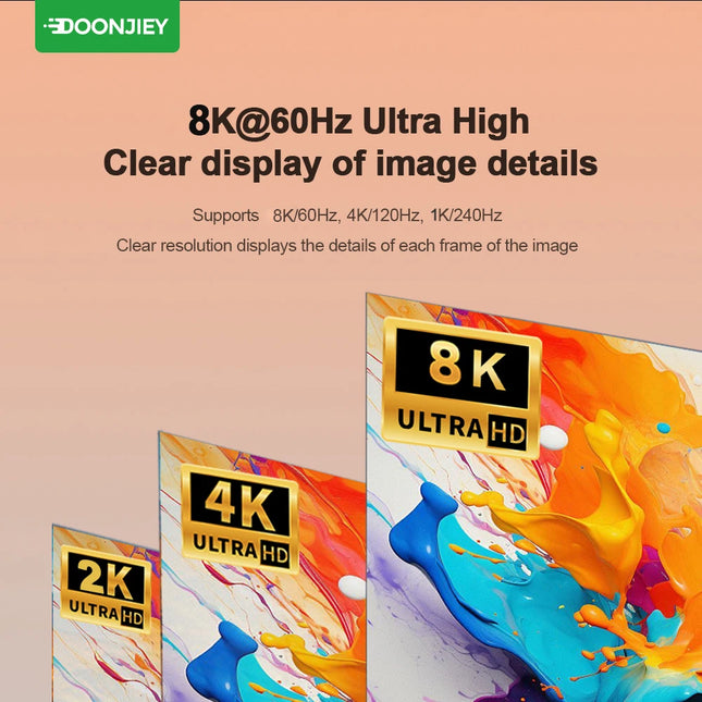 USB C to DP 2.1 Cable 8K@60Hz 4K@144Hz