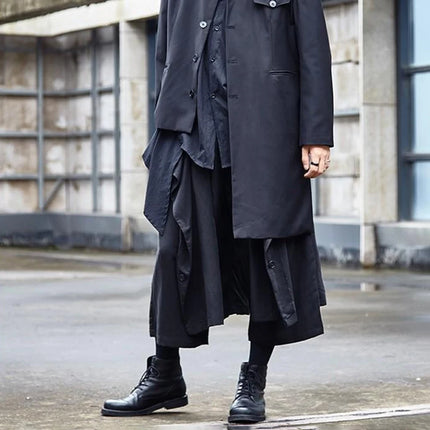 Gothic Dark Pants Y2k Irregular Side Button Samurai Pants Streetwear Fashion Nightclub Youth Trend Wide Leg Hakama Unisex 2026