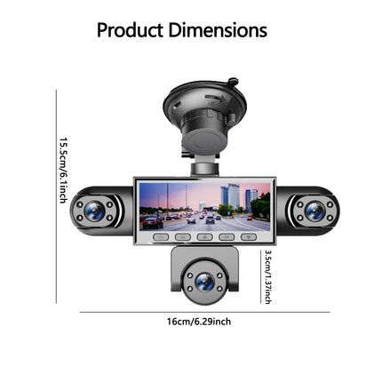 BCUOZ 5-Lens 360° Dashcam with Super Night Vision - 1080P Front 720P Rear Left Right Car Cameras Loop Recording G-Sensor WDR 12-24V Plug Power Supply Optional 64GB Memory Card