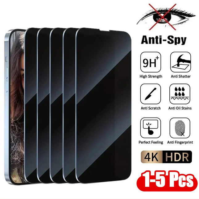 1-5 Stück Anti-Spionage Panzerglas für iPhone 16 14 13 11 15Pro Max Mini 7 8 Plus Blickschutzfolie für iPhone 15 X XR XS MAX