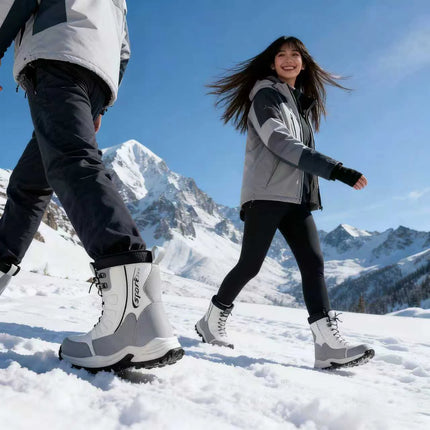 Womens Waterproof Winter Snow Boots Warm Shoes Furry Mid Calf Lightweight Walking Hiking Booties