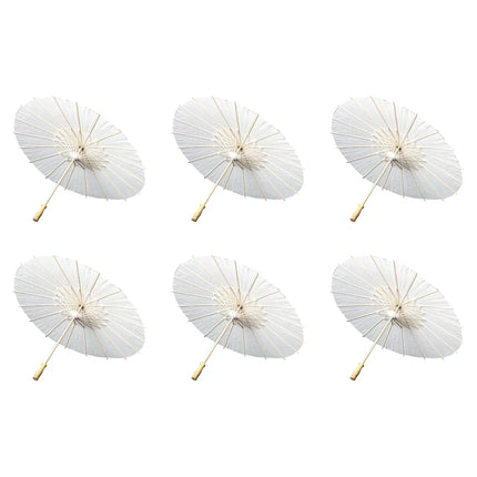 30-1PCS White Paper Parasol Umbrellas DIY Photo Cosplay Prop Bamboo Umbrella For Wedding Party Summer Beach Decor