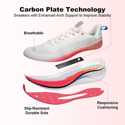Baasploa Men Running Shoes Professional Training Women Carbon Plate Mesh Breathable Sneakers Male Lightweight Unisex Sport Shoes