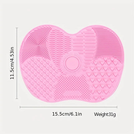 1Pc Silicone Apple-Shaped Makeup Brush Cleaner Pad With Suction Cup For Effective Cosmetic Tool Cleaning