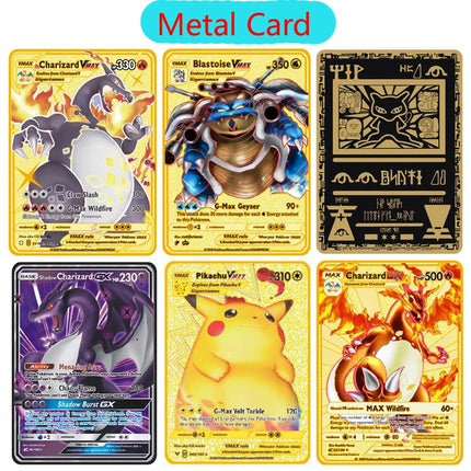 Pokemon Cards Flash Metal V EX GX Mega Card Pikachu Charizard Golden Vmax Card Collection Gift Kids Game Collection Cards