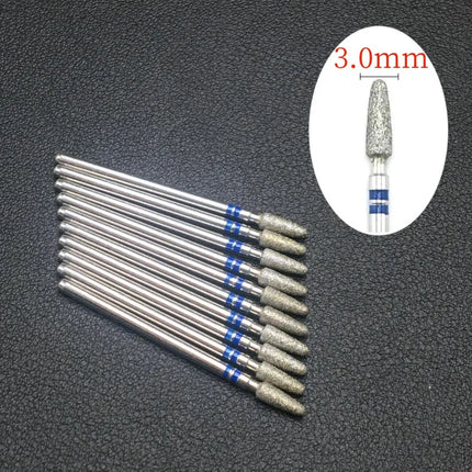 10 Piece Nail Milling Cutter Set Diamond Electric Nail Enhancement Drill Nail Drill Corner Cleaning Drill Burr Accessories Tool