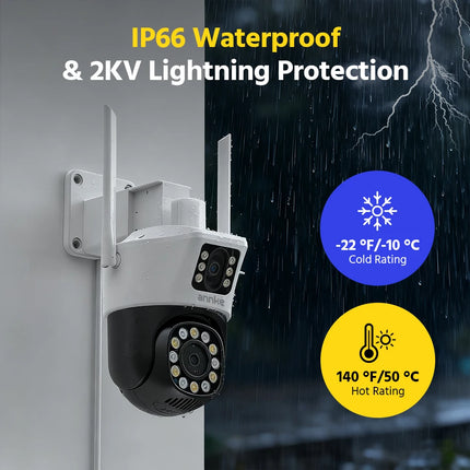 ANNKE 3+3MP Dual-Lens PT Security Camera Wireless WiFi Outdoor IP Camera with Two-Way Audio Human Detection, Auto Tracking, Dual-Color Night Vision, Red & Blue Light Alarm, IP66 Waterproof