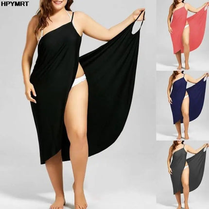 5XL Summer Halter Dress Solid Color Sexy Suspenders Cross Sleeveless Clothes Beach Skirt Clothing Tops