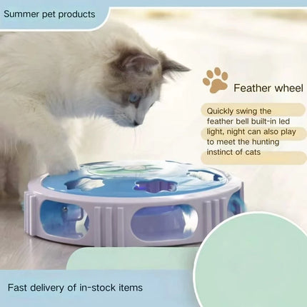 Electric cat toy with feather LED light automatic rotation light emitting intelligent electric cat turntable