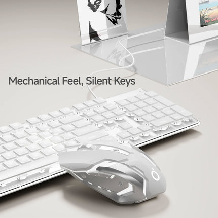 EWEADN Wired Gaming Keyboard and Mouse Set, Silent, Backlight,104 keys Floating keycap All-Metal Panel - product image from B