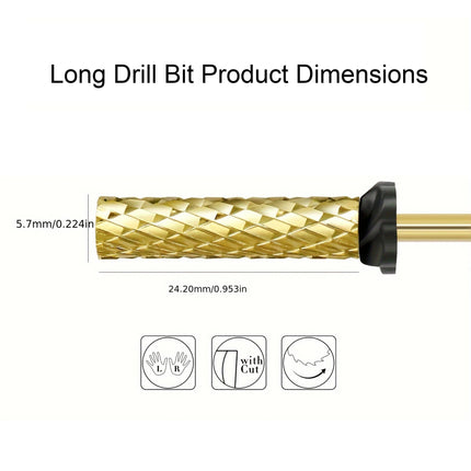 1 Pc 24mm Tungsten Steel Nail Drill Bit Extra Long Cuticle Cutter Fast Removal Polishing Tool for Nail Art And Skin Care