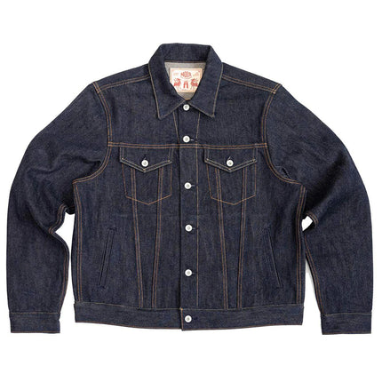 Red Tornado 21oz Type 3 Trucker Jacket in Indigo Rugged Style Men's Raw Selvage Denim Outerwear One-washed