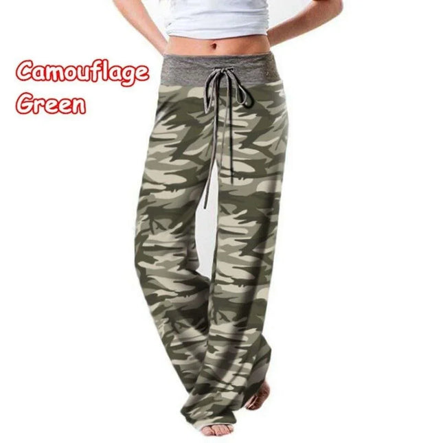 S-8XL Fashion Women Casual Loose Stretch Printing Long Wide Leg Yoga Pants Drawstring Lounge Pants - product image 2