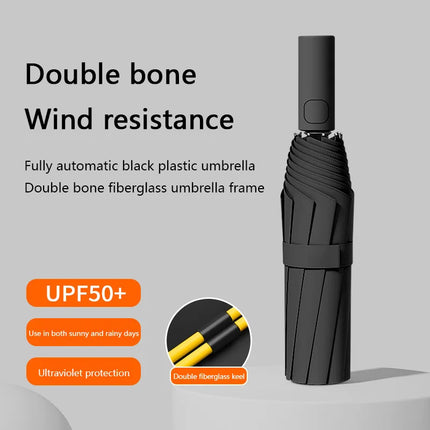 New Automatic Umbrella 24 Bone Solid Color Automatic Umbrella Light Collapsible Large Size Outdoor Sunshade Uv Protection